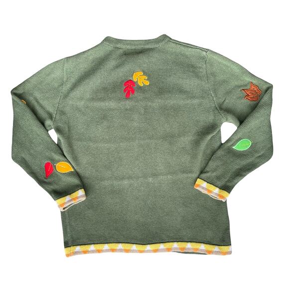 Quacker Factory Autumn Greetings Embroidered Fall Cardigan Sweater - Size Medium - Picture 3 of 9